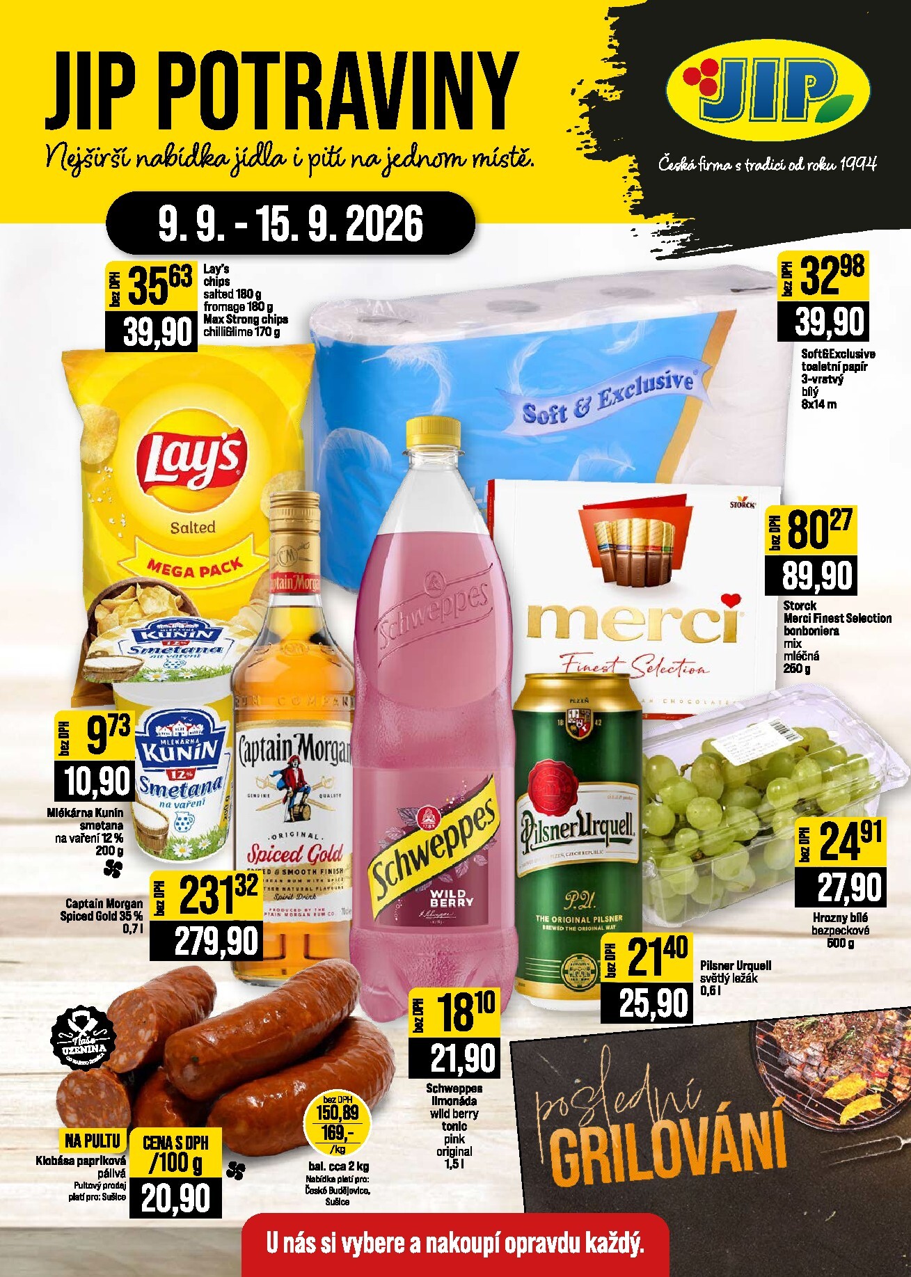 Budoucí JIP - České Budějovice, Most, Svoboda nad Úpou, Náchod, Sušice leták platný od středy 09.09.2026 do úterý 15.09.2026
