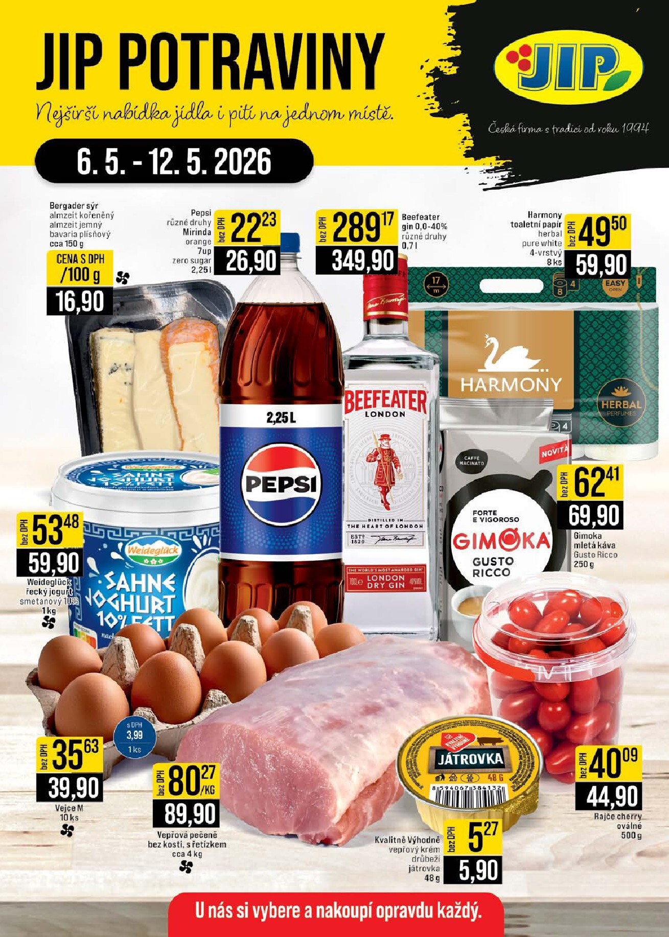 JIP - České Budějovice, Most, Svoboda nad Úpou, Náchod, Sušice leták na příští týden od středy 06.05.2026 do úterý 12.05.2026