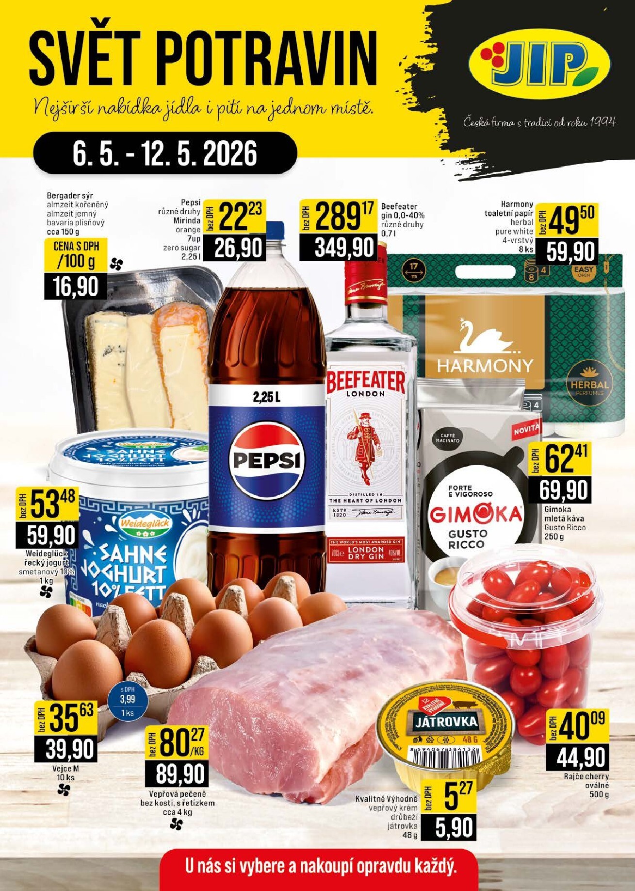 JIP - Brno, Jilemnice, Karlovy Vary, Olomouc, Ostrava, Pardubice, Polička, Praha, Zlín leták na příští týden od středy 06.05.2026 do úterý 12.05.2026