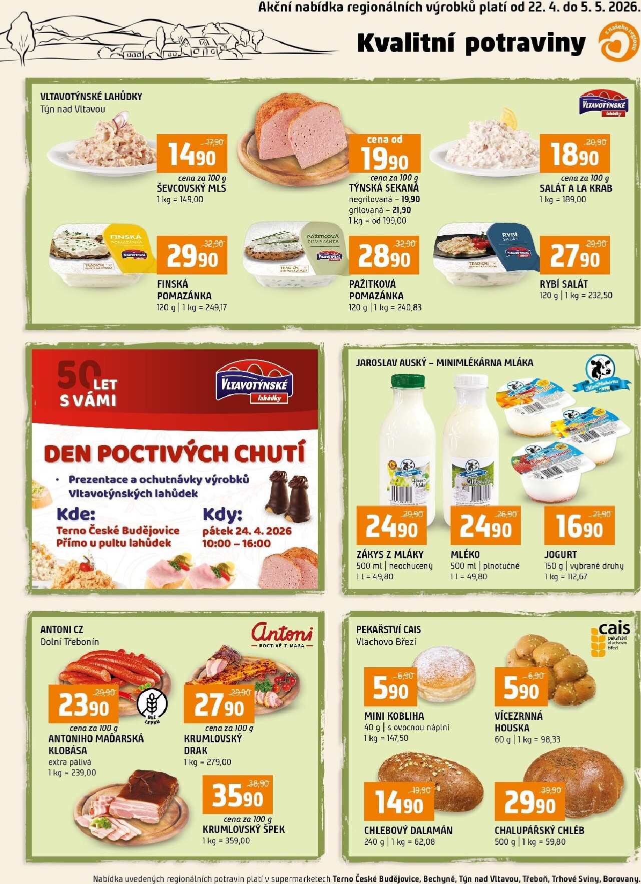 Budoucí Terno - Kvalitní potraviny leták platný od středy 22.04.2026 do úterý 05.05.2026