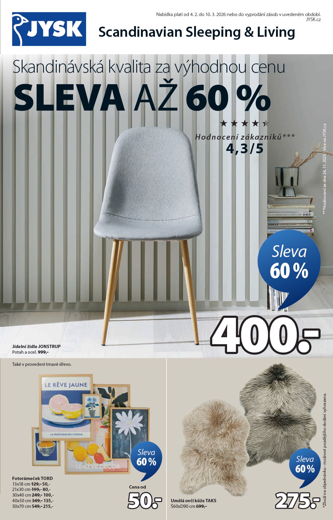 JYSK leták platný od středy 04.02.2026 do úterý 10.03.2026