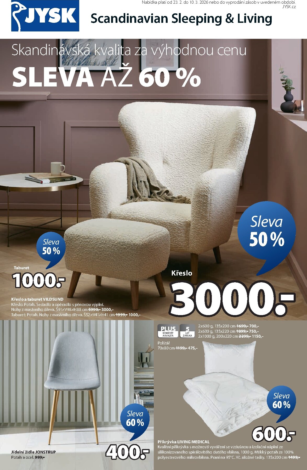 JYSK leták platný od pondělí 23.02.2026 do úterý 10.03.2026