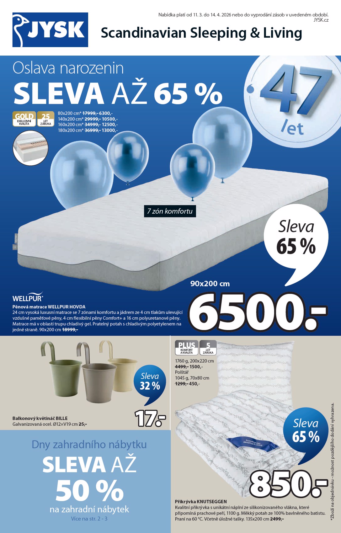 JYSK leták platný od středy 11.03.2026 do úterý 14.04.2026