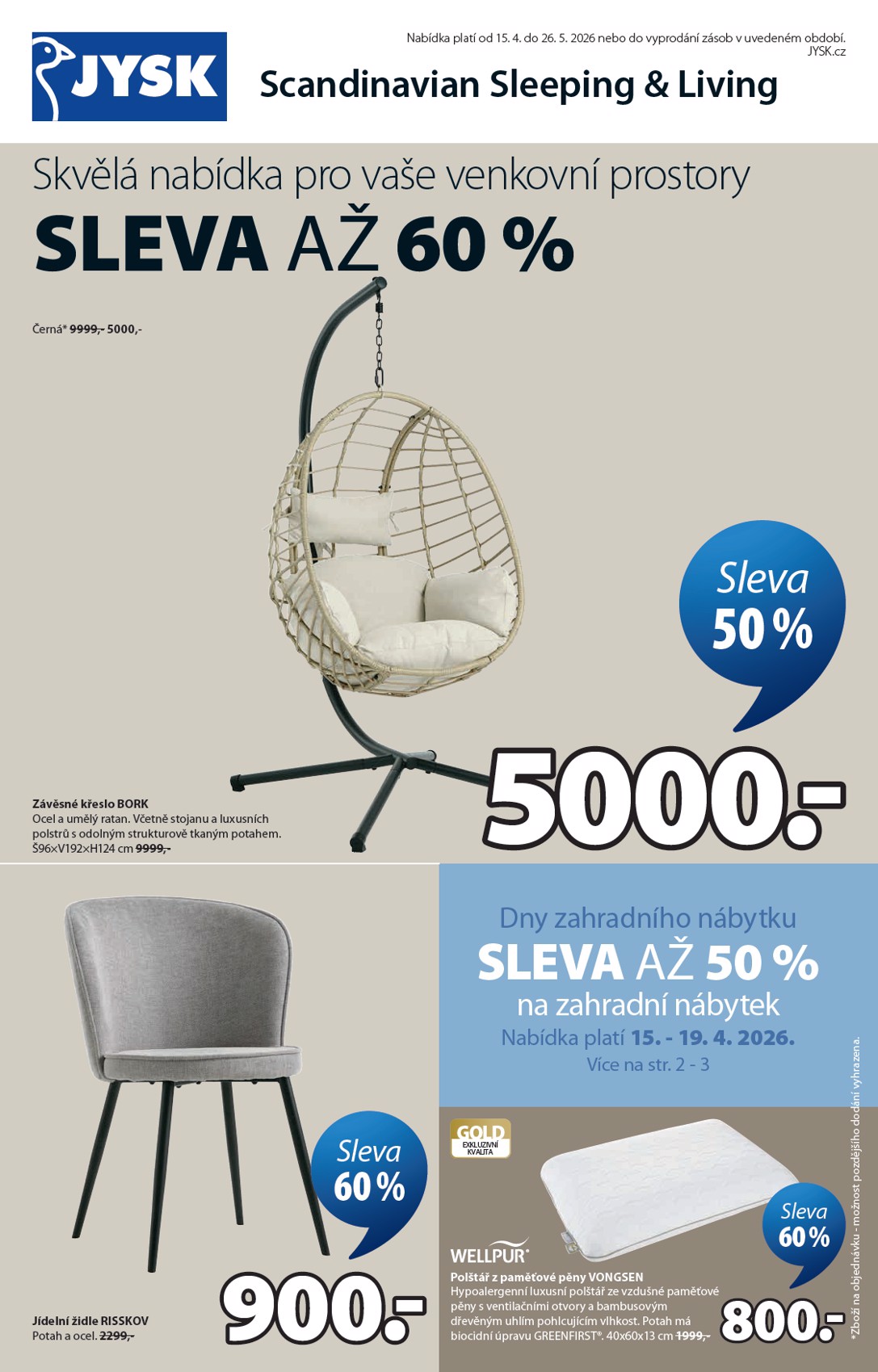 Aktuální JYSK leták platný od středy 15.04.2026 do úterý 26.05.2026