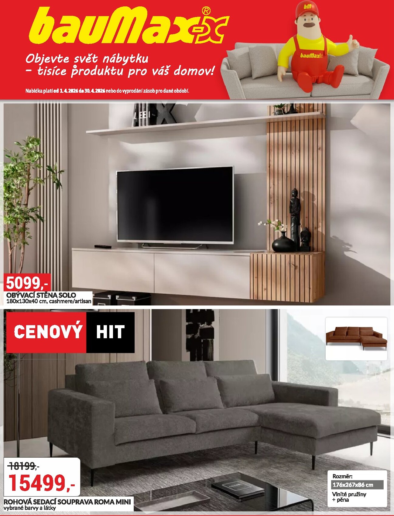 Baumax - Moderní bydlení leták platný od středy 01.04.2026 do čtvrtka 30.04.2026