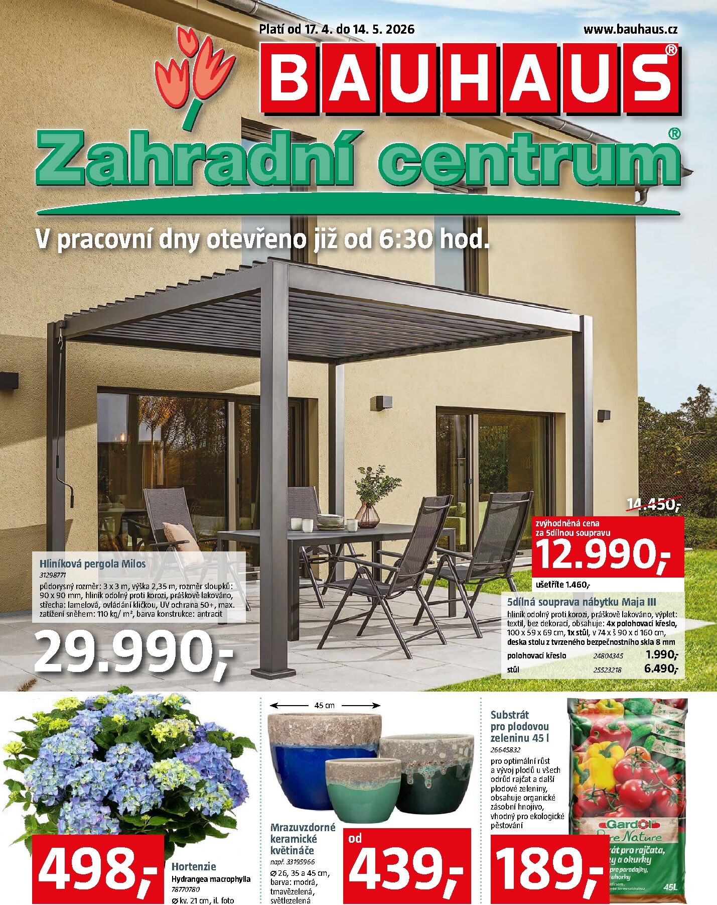 Aktuální Bauhaus - Zahradní centrum leták platný od pátku 17.04.2026 do čtvrtka 14.05.2026