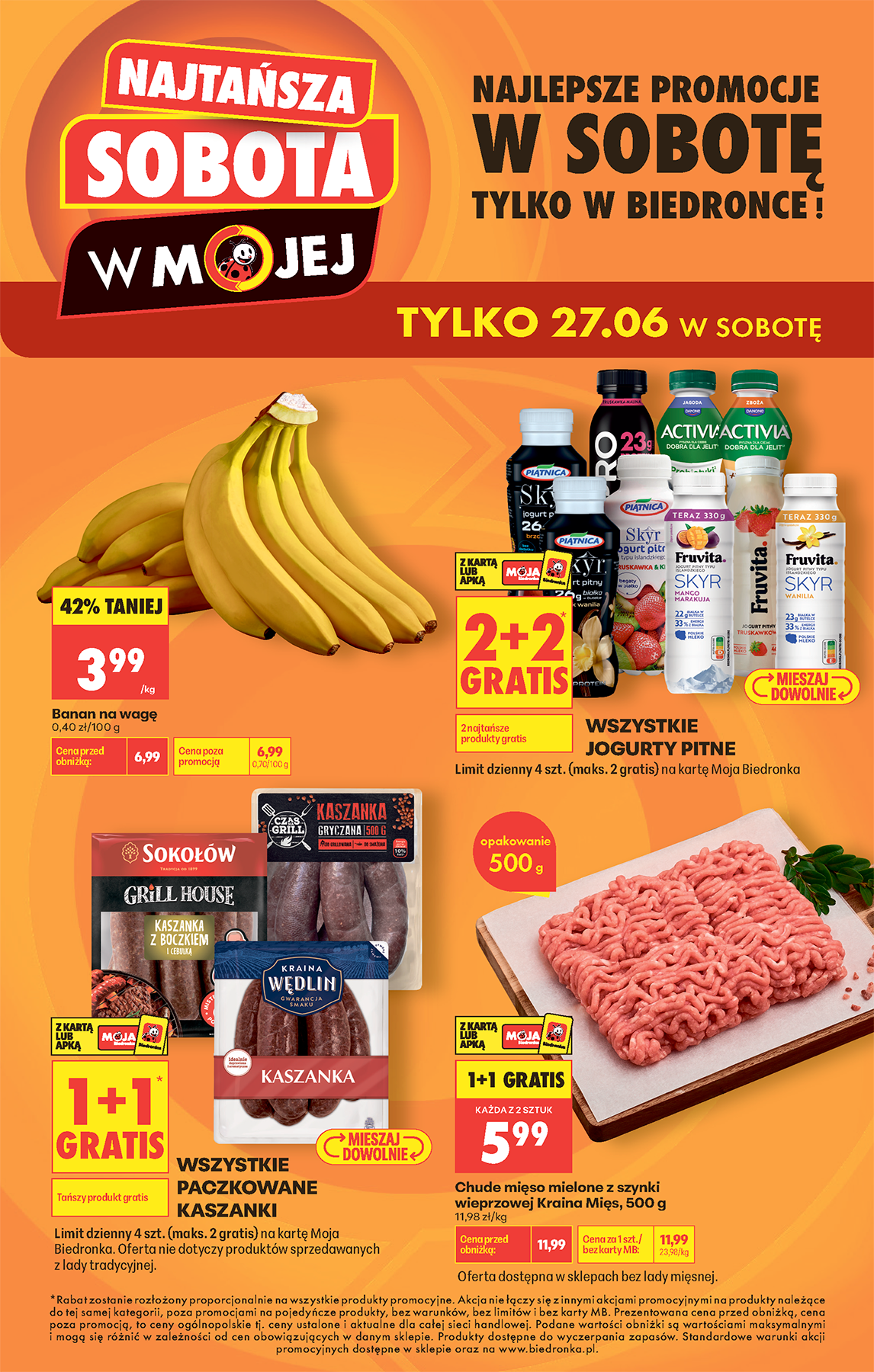 Aktuální Biedronka - Najtansza sobota leták platný od soboty 27.06.2026 do úterý 30.06.2026