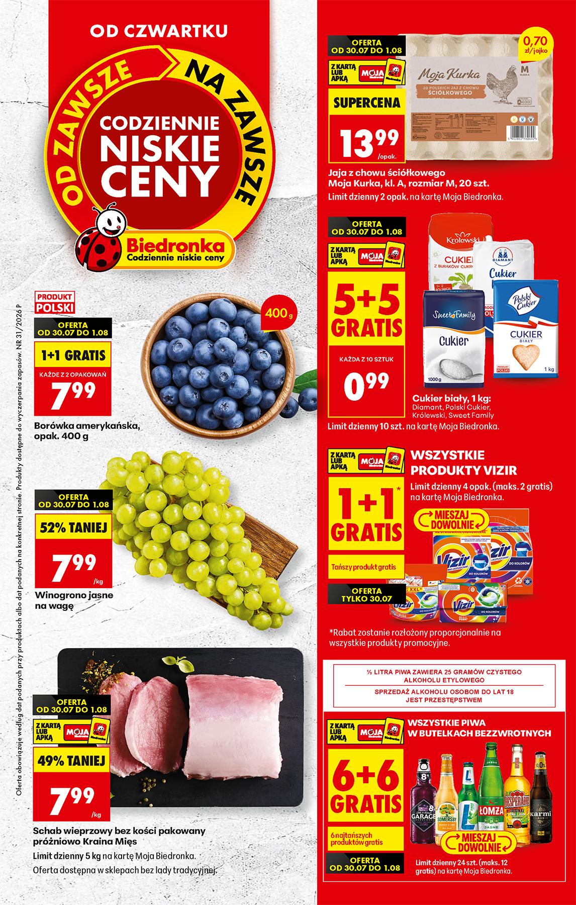 Aktuální Biedronka leták platný od čtvrtka 30.07.2026 do středy 05.08.2026
