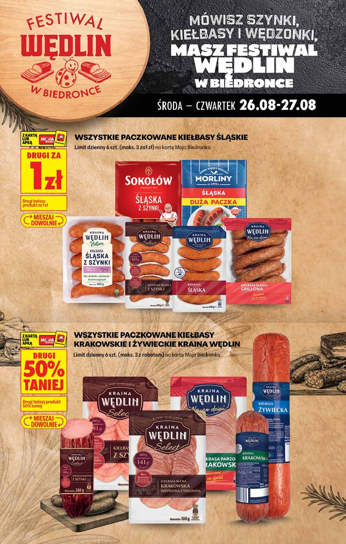 Aktuální Biedronka - Festiwal wędlin leták platný od pondělí 24.08.2026 do neděle 30.08.2026
