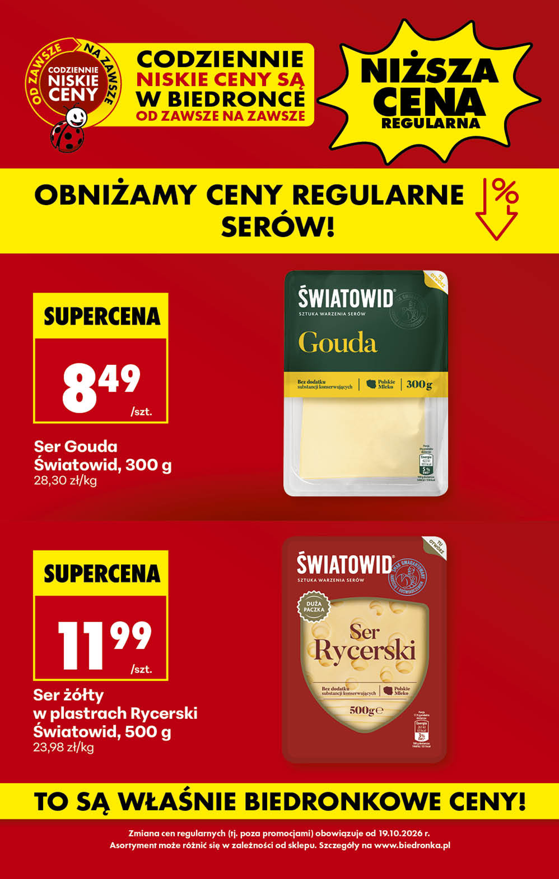 Aktuální Biedronka - Sery leták platný od pondělí 19.10.2026 do soboty 31.10.2026