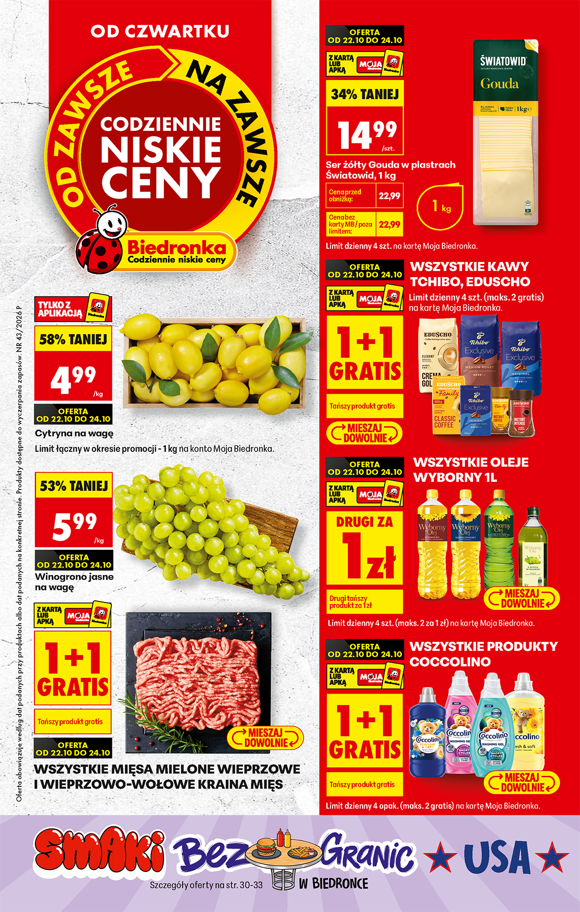 Aktuální Biedronka - nabídky čtvrtek až sobota leták platný od čtvrtka 22.10.2026 do soboty 24.10.2026