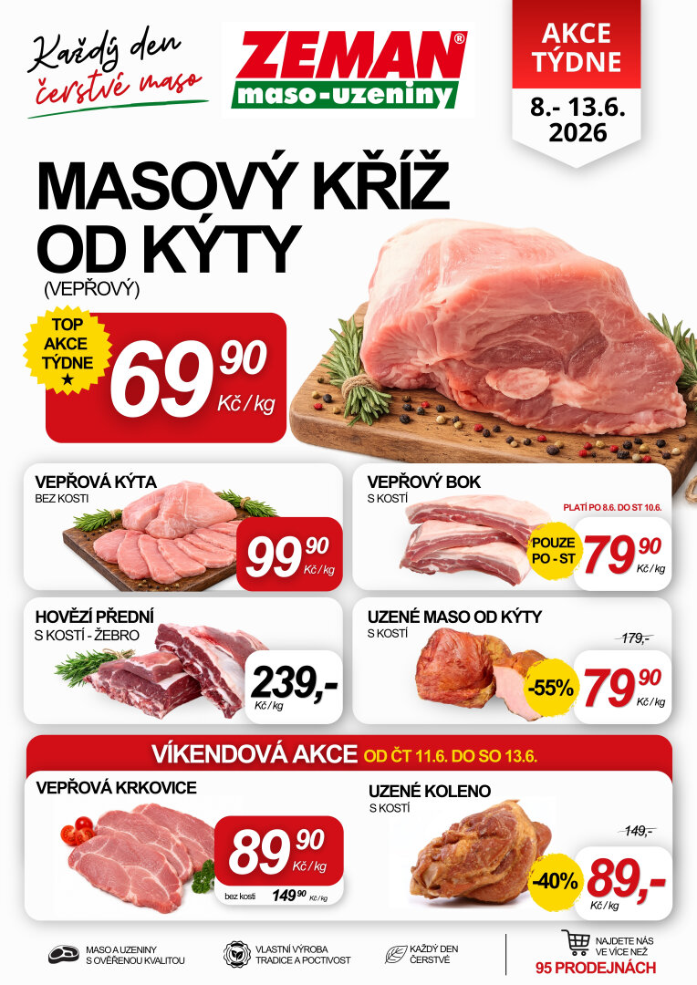 Aktuální Prodejny Zeman leták platný od pondělí 08.06.2026 do soboty 13.06.2026