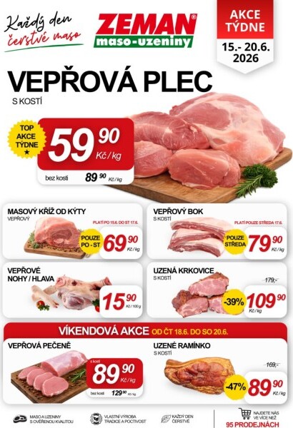 Prodejny Zeman leták na příští týden od pondělí 15.06.2026 do soboty 20.06.2026