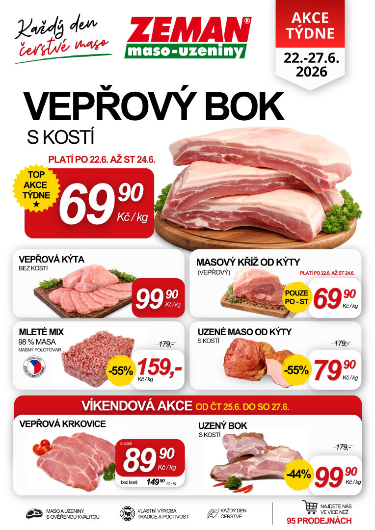 Aktuální Prodejny Zeman leták platný od pondělí 22.06.2026 do soboty 27.06.2026
