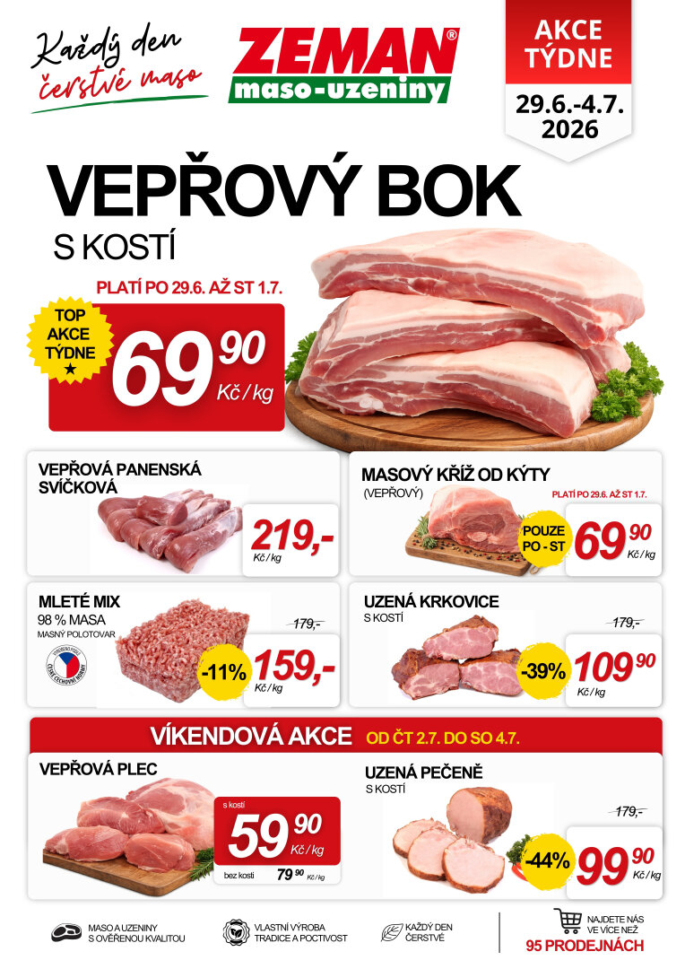 Prodejny Zeman leták na příští týden od pondělí 29.06.2026 do soboty 04.07.2026