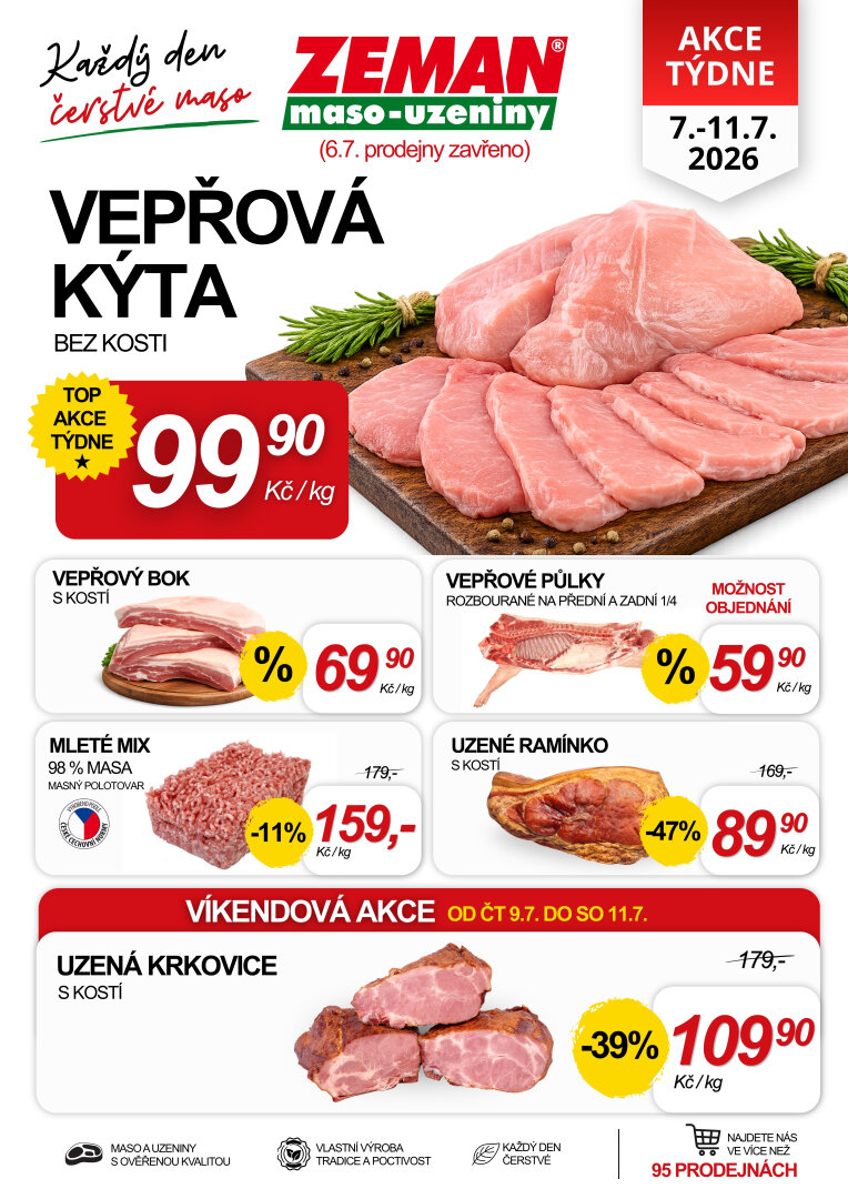 Prodejny Zeman leták na příští týden od úterý 07.07.2026 do soboty 11.07.2026