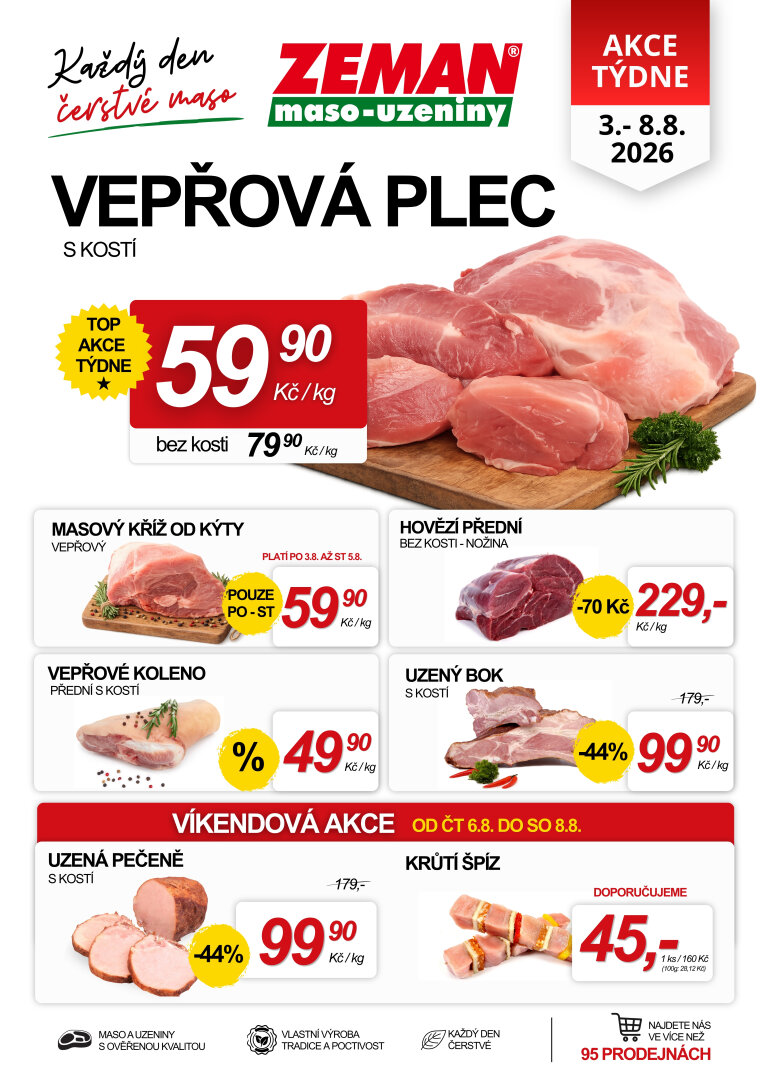 Prodejny Zeman leták na příští týden od pondělí 03.08.2026 do soboty 08.08.2026