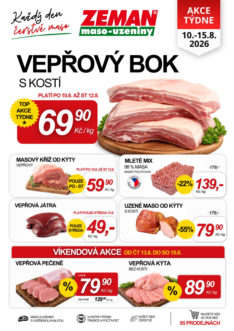 Prodejny Zeman leták na příští týden od pondělí 10.08.2026 do soboty 15.08.2026