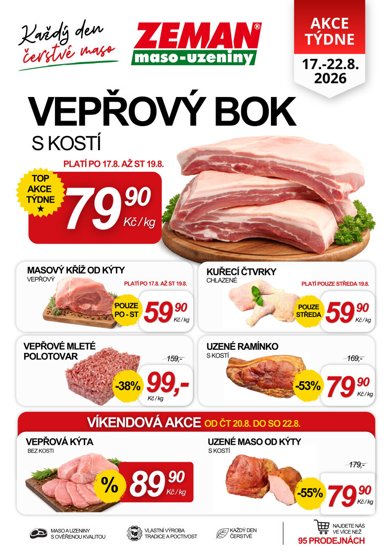 Prodejny Zeman leták na příští týden od pondělí 17.08.2026 do soboty 22.08.2026