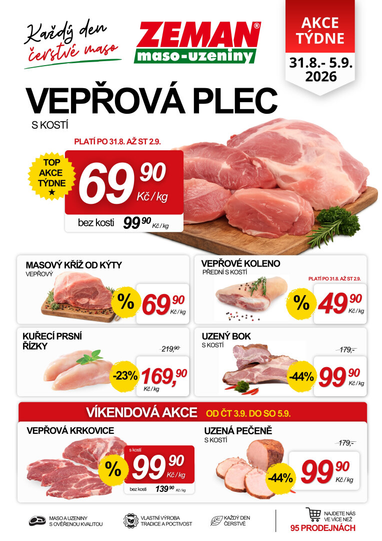 Prodejny Zeman leták na příští týden od pondělí 31.08.2026 do soboty 05.09.2026
