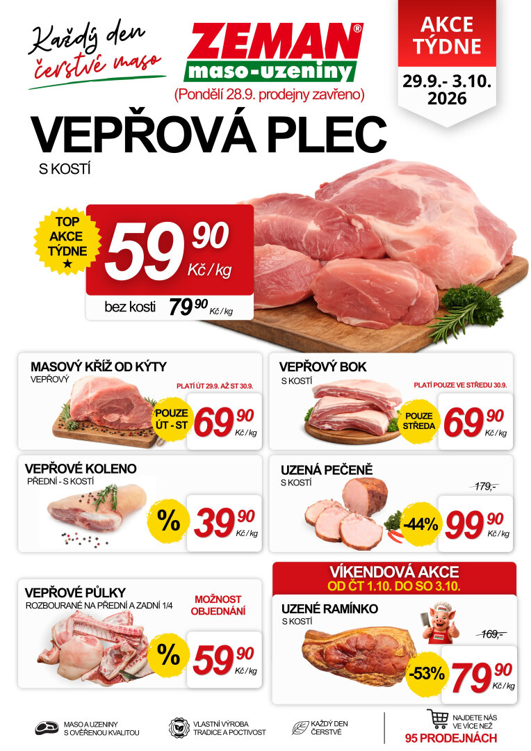 Budoucí Prodejny Zeman leták platný od úterý 29.09.2026 do soboty 03.10.2026