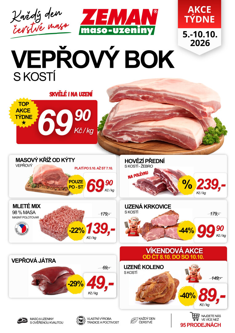 Prodejny Zeman leták na příští týden od pondělí 05.10.2026 do soboty 10.10.2026