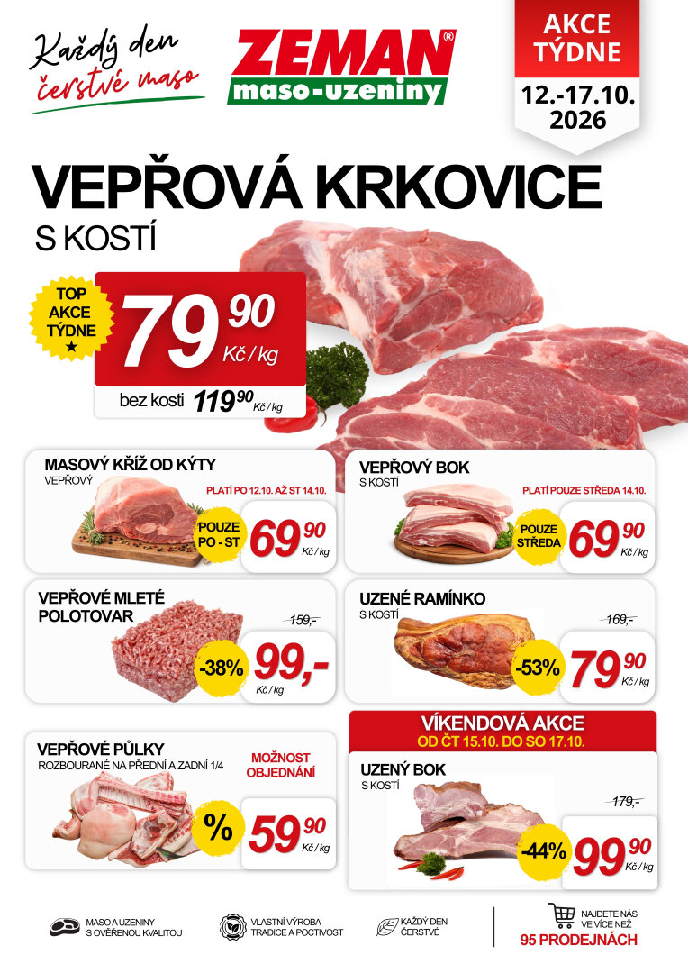 Prodejny Zeman leták na příští týden od pondělí 12.10.2026 do soboty 17.10.2026