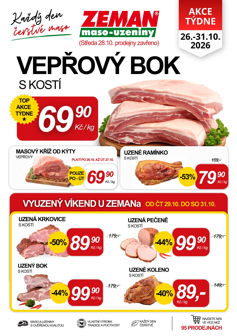 Prodejny Zeman leták na příští týden od pondělí 26.10.2026 do soboty 31.10.2026