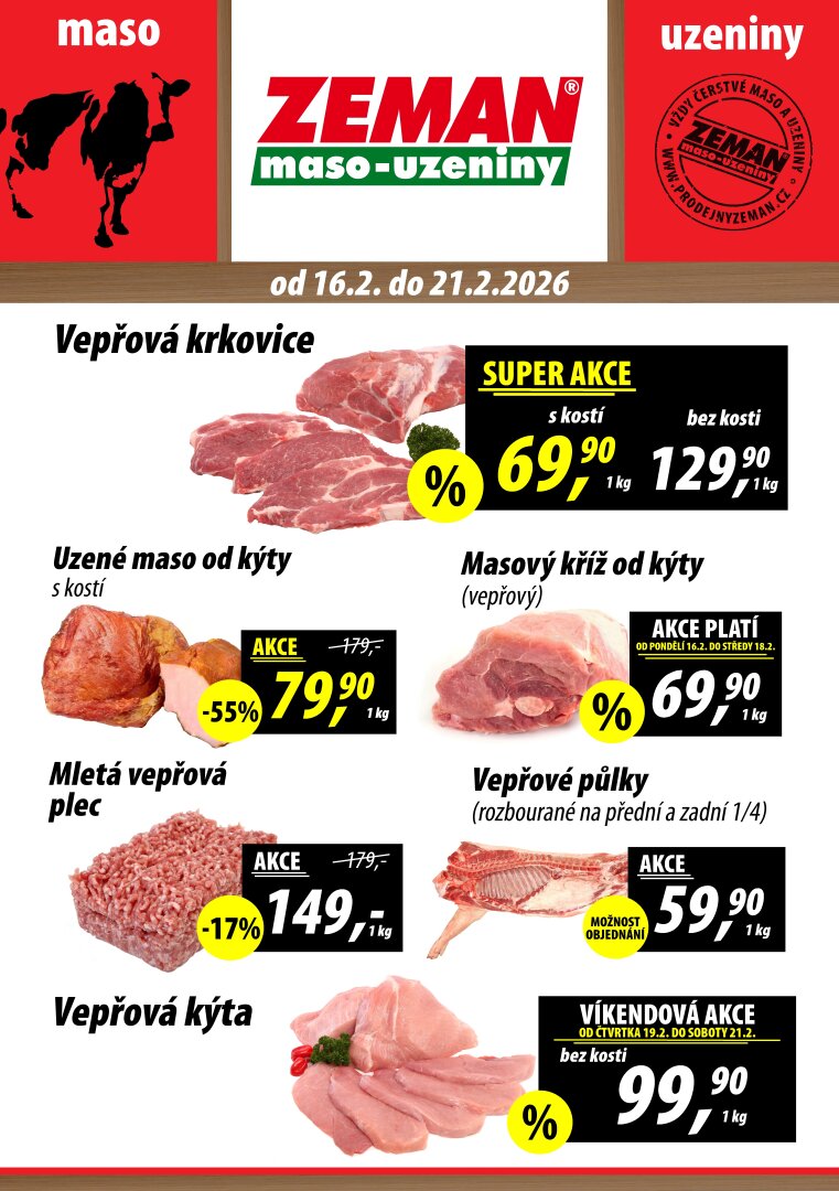 Prodejny Zeman leták platný od pondělí 16.02.2026 do soboty 21.02.2026