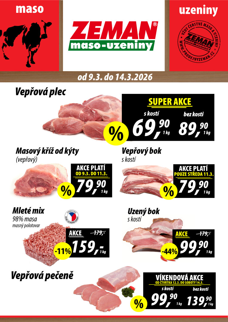 Prodejny Zeman leták platný od pondělí 09.03.2026 do soboty 14.03.2026