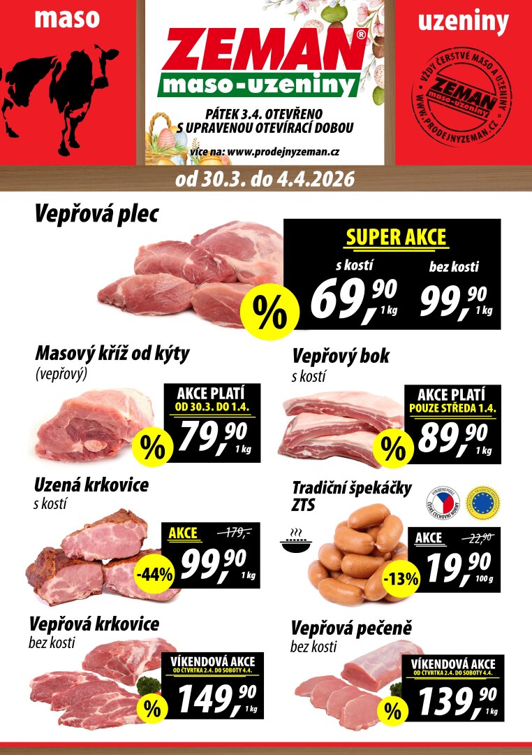 Prodejny Zeman leták platný od pondělí 30.03.2026 do soboty 04.04.2026