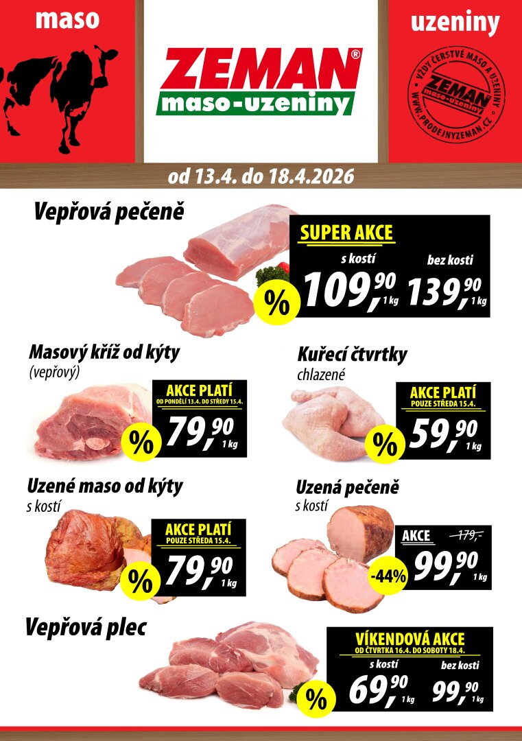 Prodejny Zeman leták na příští týden od pondělí 13.04.2026 do soboty 18.04.2026