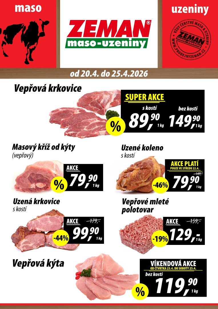 Prodejny Zeman leták na příští týden od pondělí 20.04.2026 do soboty 25.04.2026