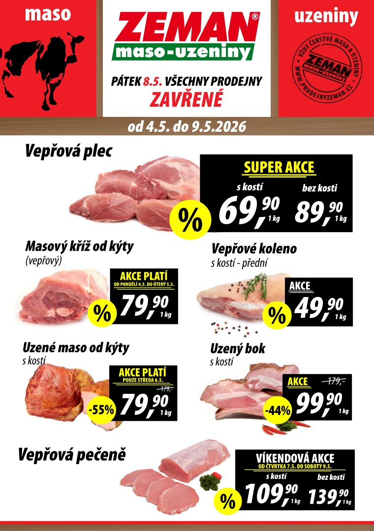 Prodejny Zeman leták na příští týden od pondělí 04.05.2026 do soboty 09.05.2026