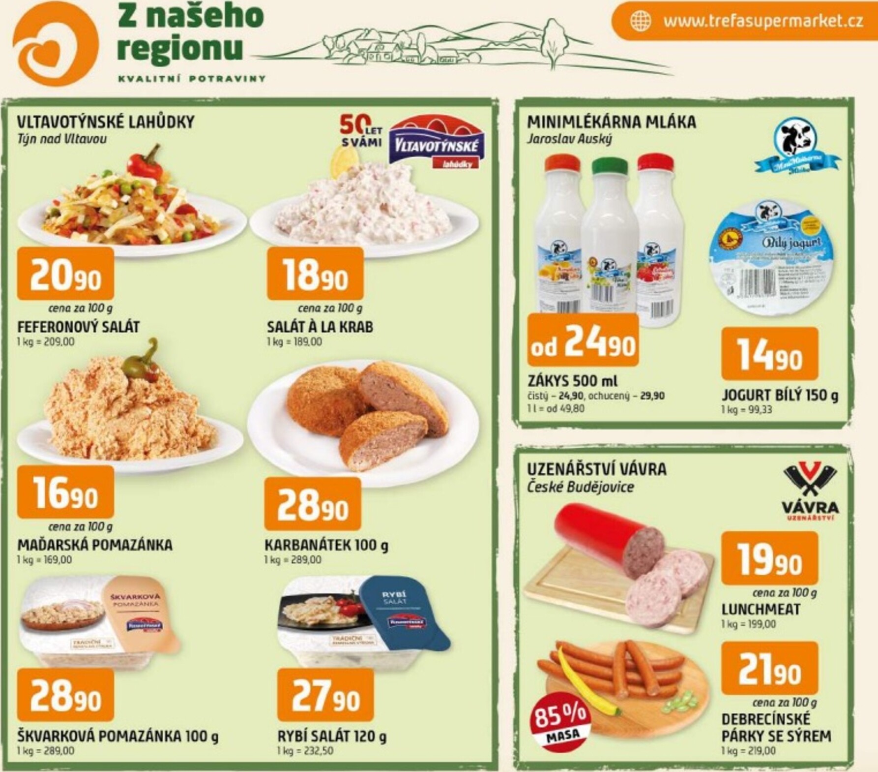 Budoucí Trefa - Z našeho regionu kvalitní potraviny leták platný od středy 22.07.2026 do úterý 28.07.2026