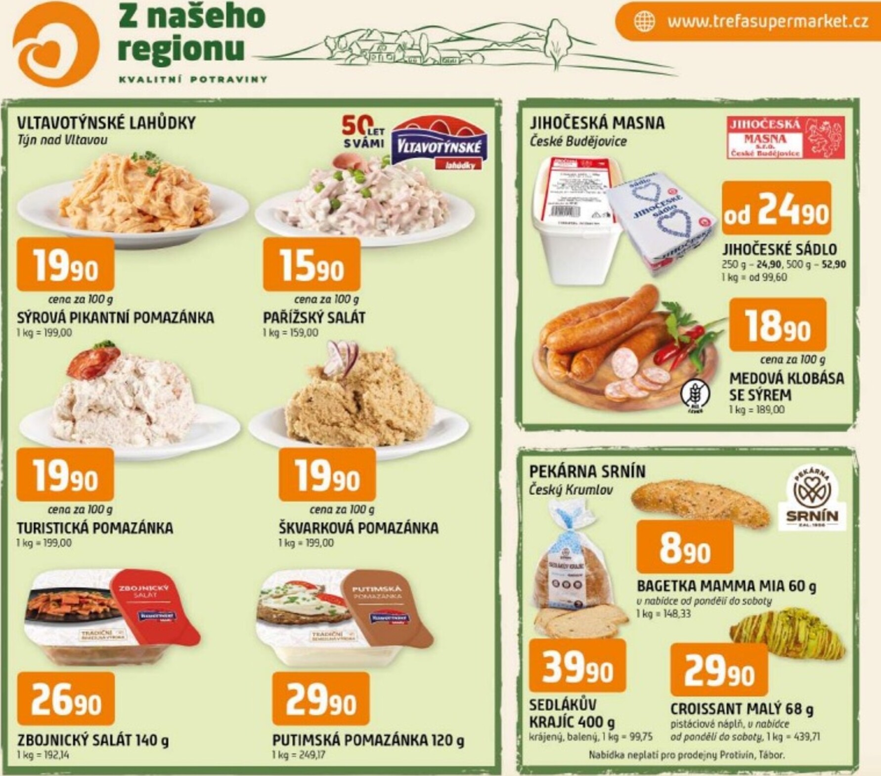 Budoucí Trefa - Z našeho regionu kvalitní potraviny leták platný od středy 29.07.2026 do úterý 04.08.2026