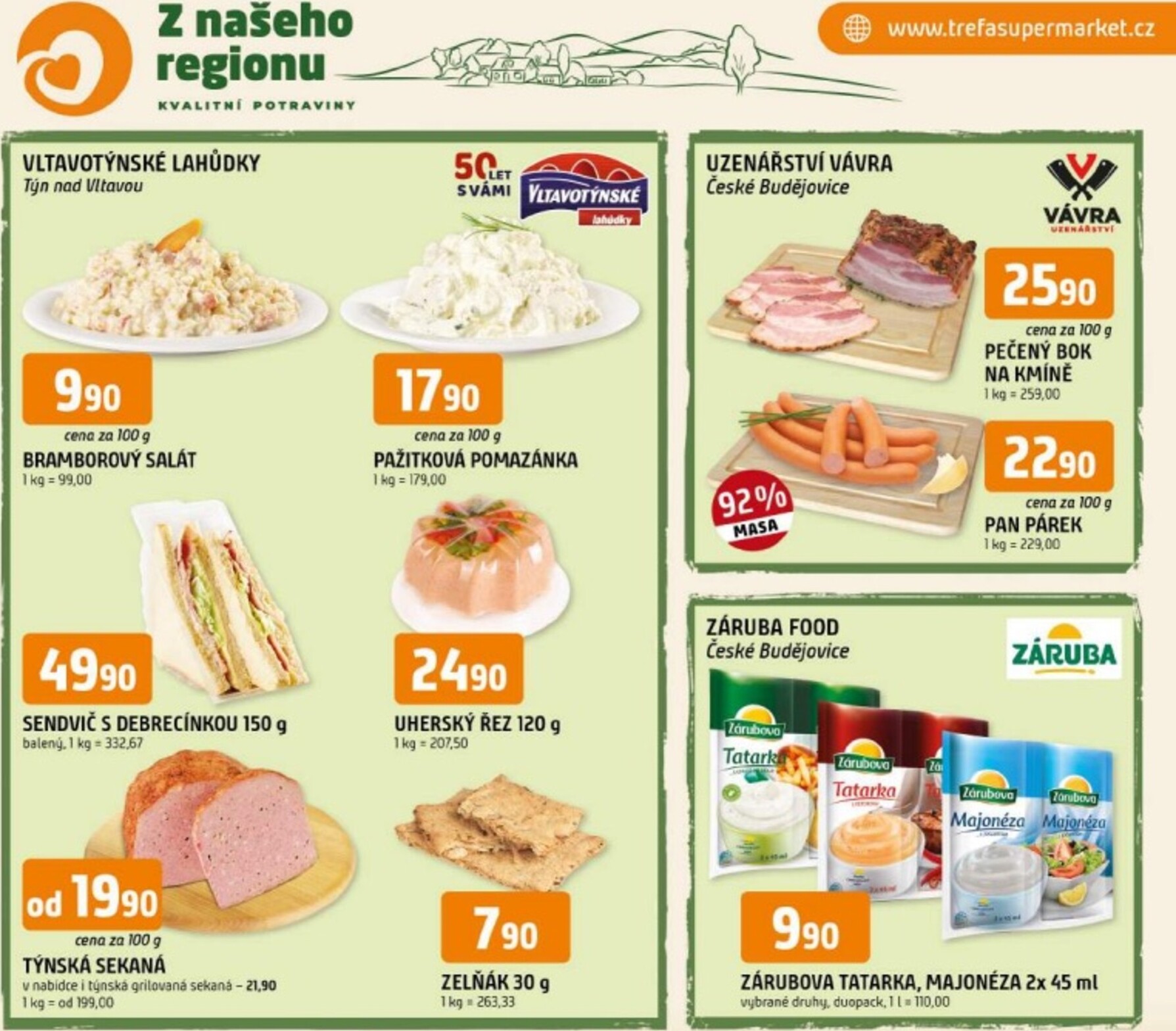 Budoucí Trefa - Z našeho regionu kvalitní potraviny leták platný od středy 12.08.2026 do úterý 18.08.2026
