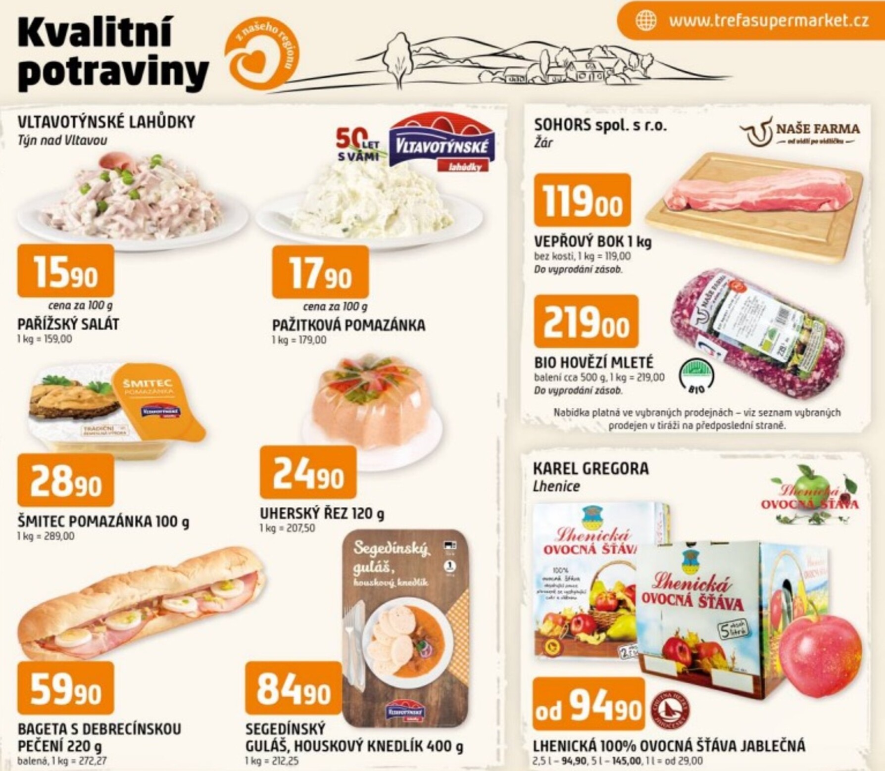 Trefa - Kvalitní potraviny z našeho regionu leták platný od středy 08.04.2026 do úterý 14.04.2026