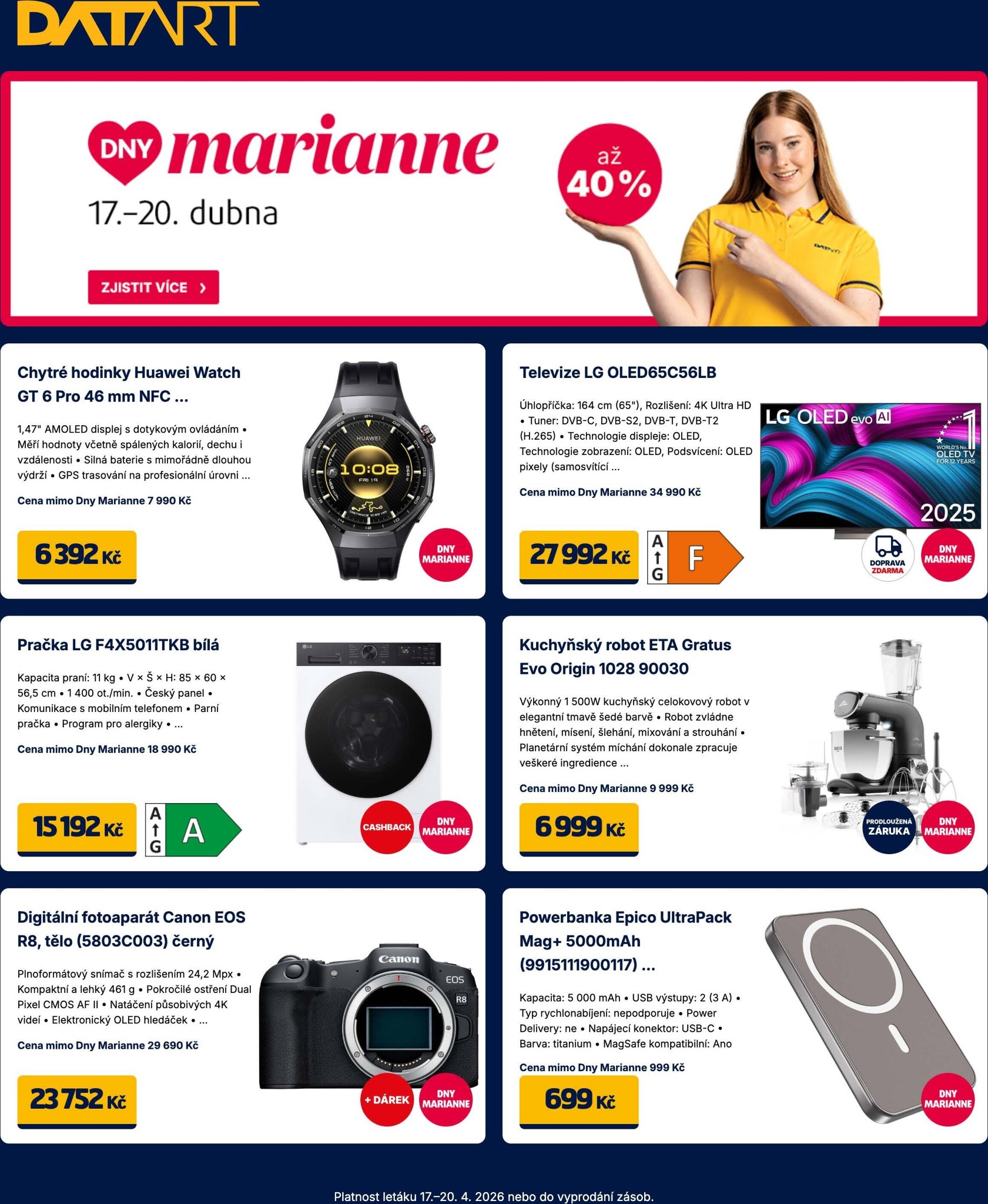 Aktuální Datart leták platný od pátku 17.04.2026 do pondělí 20.04.2026
