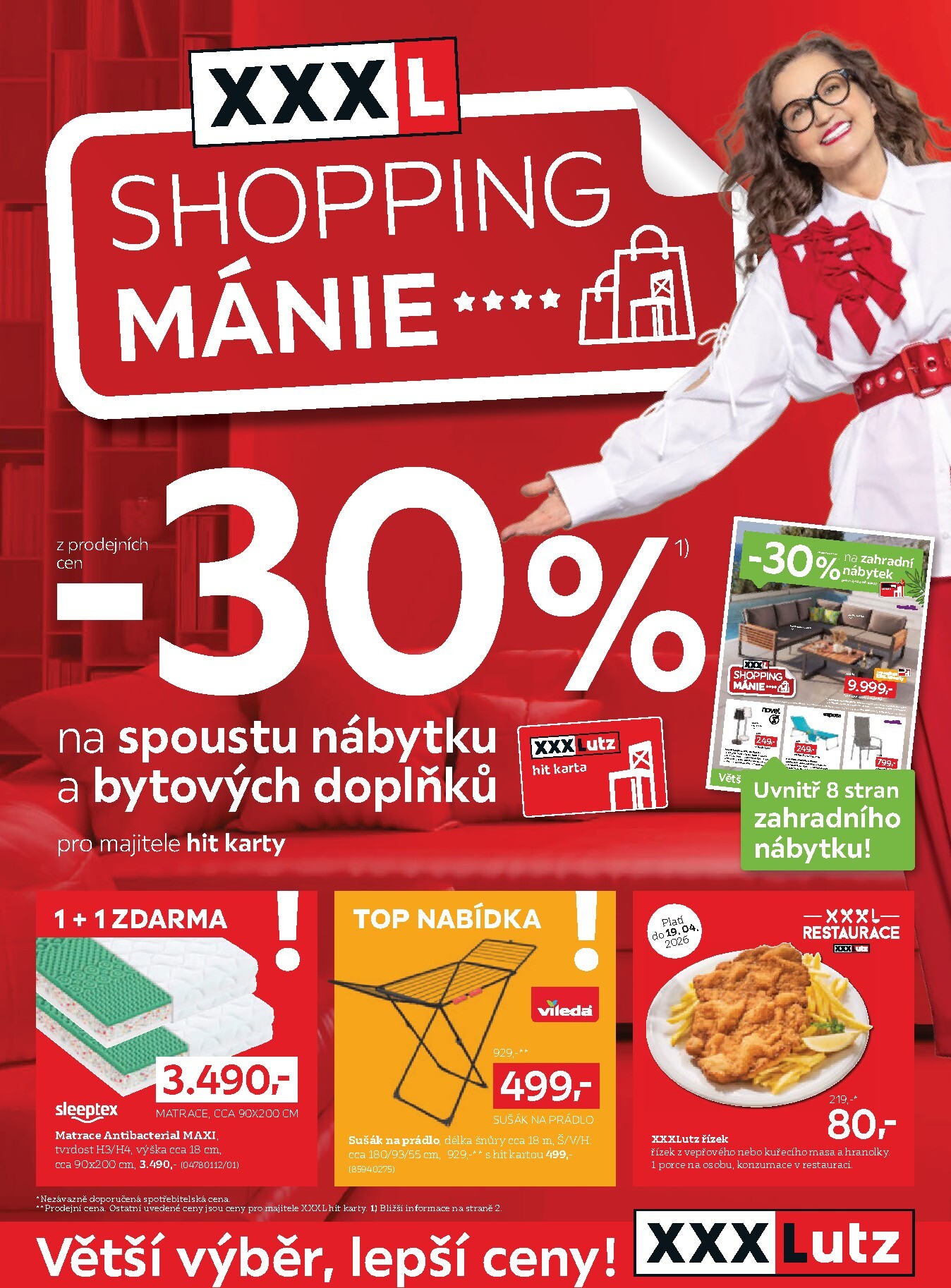 Aktuální XXXLutz - Sleva 30 % na téměř vše leták platný od úterý 07.04.2026 do neděle 19.04.2026