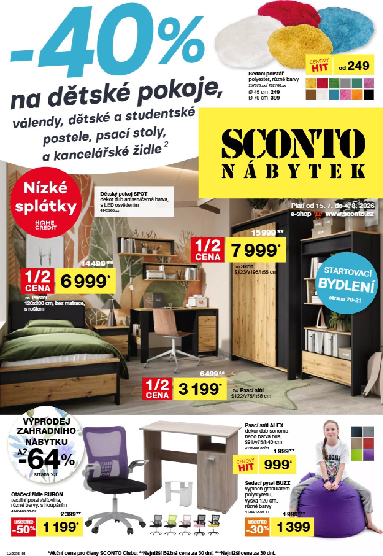 Aktuální SCONTO Nábytek leták platný od středy 15.07.2026 do úterý 04.08.2026