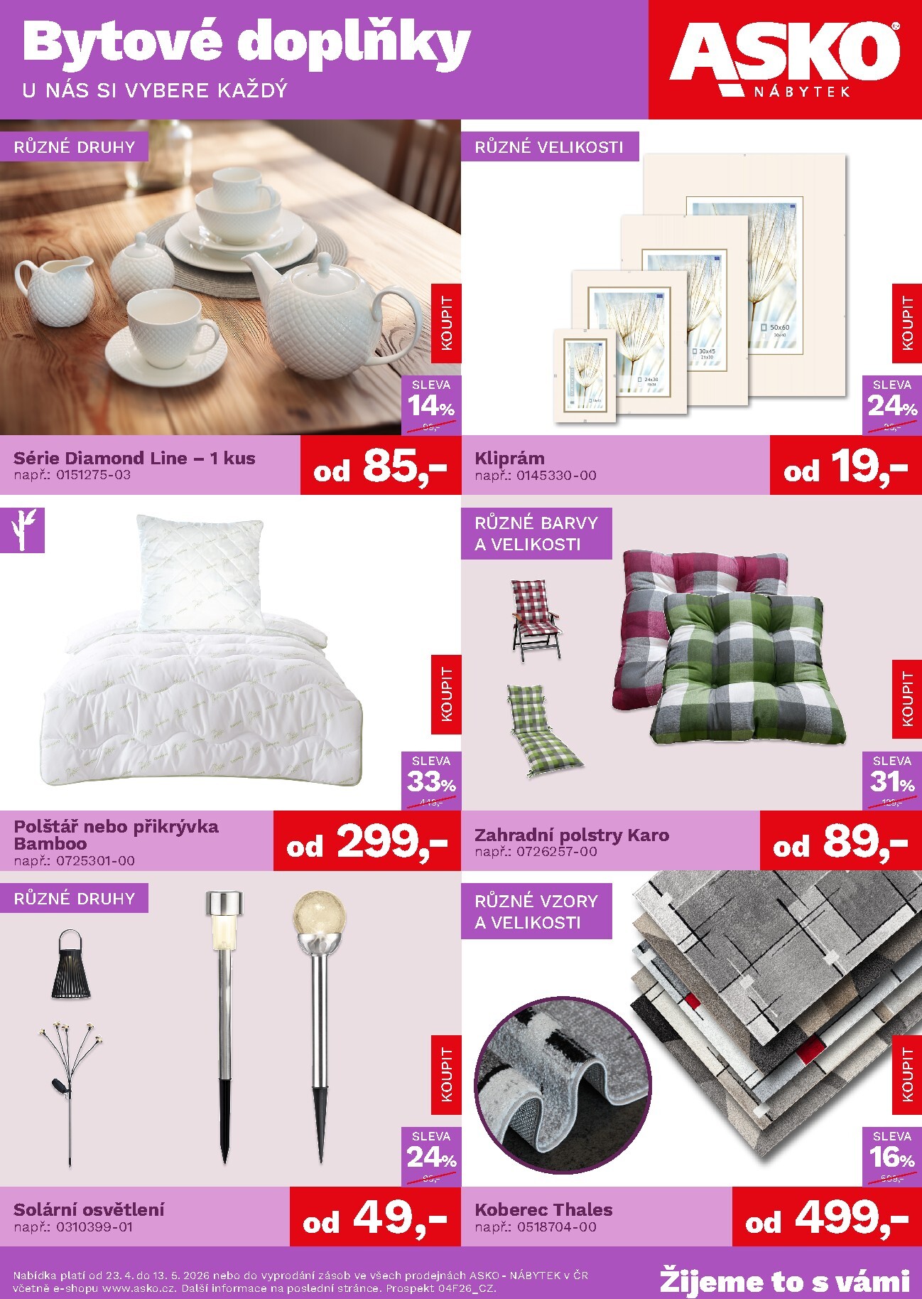 Aktuální ASKO NÁBYTEK - Bytové doplňky leták platný od čtvrtka 23.04.2026 do středy 13.05.2026