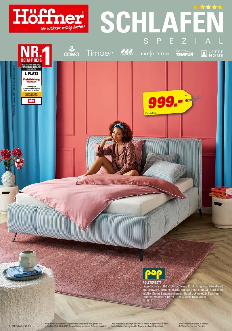 Höffner - Schlafen Spezial-Prospekt gültig vom 13.08. bis 26.08.