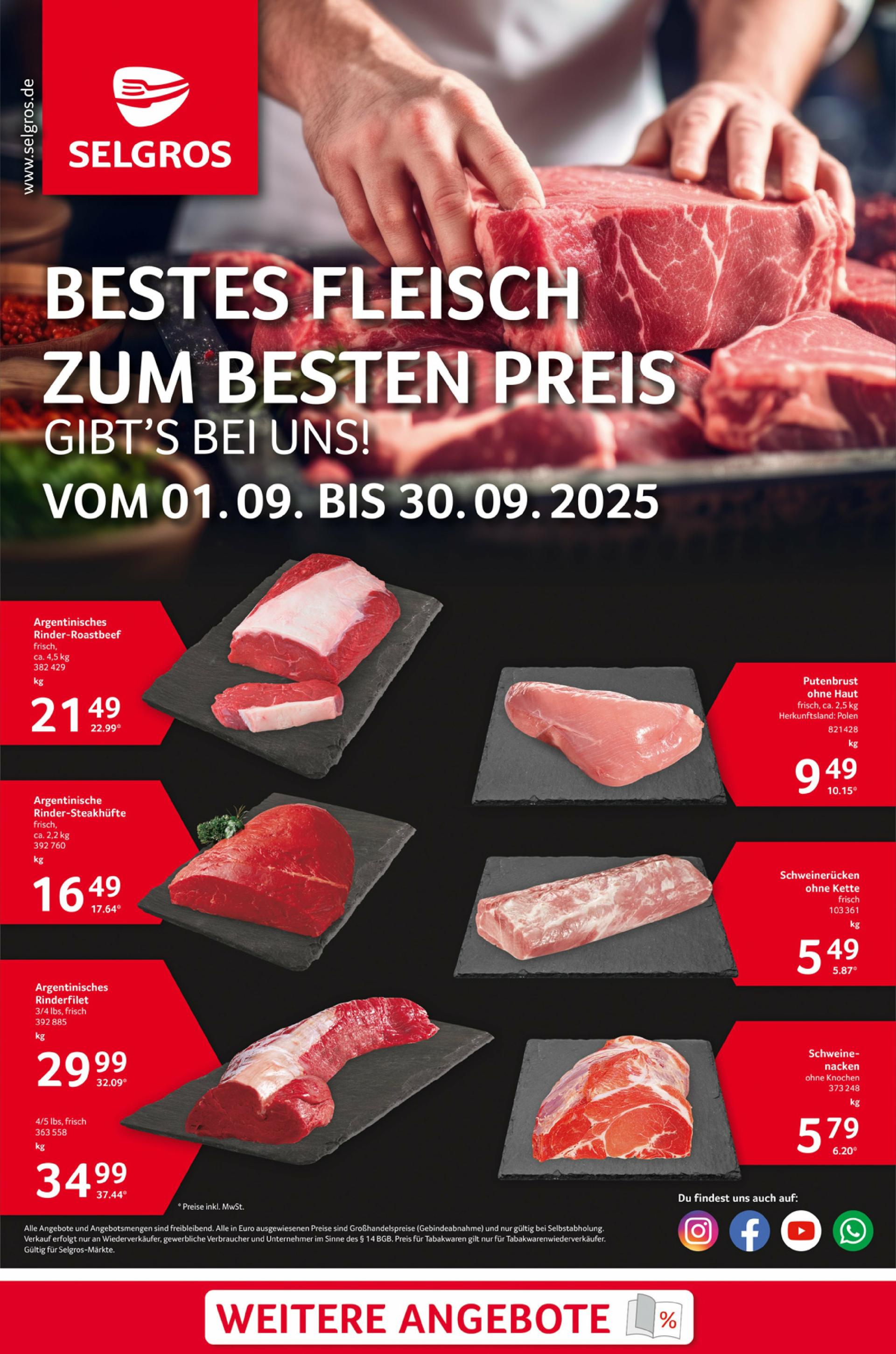 Selgros - Bestes Fleisch-Prospekt gültig vom 01.09. bis 30.09.