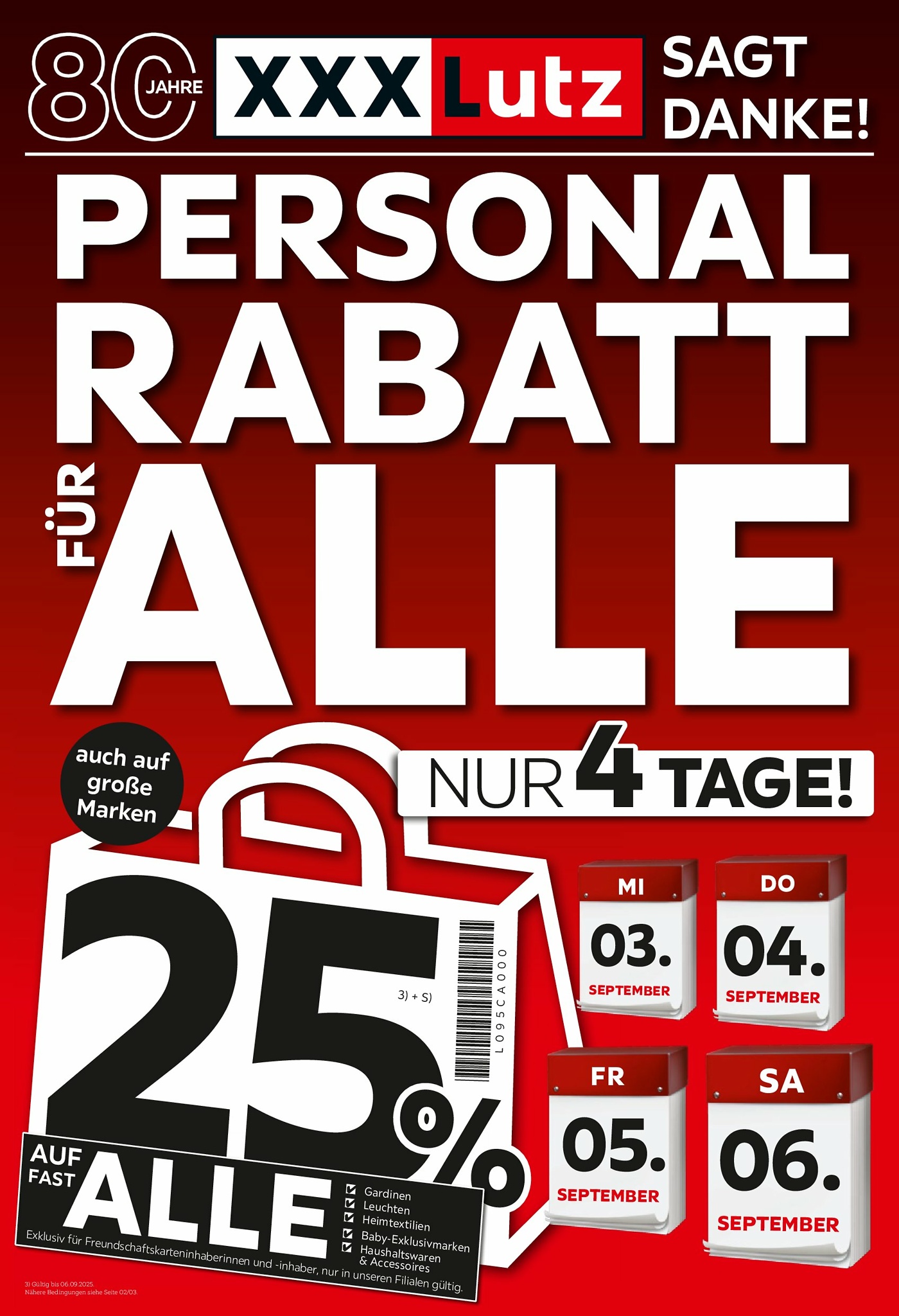 XXXlutz - Personalrabatt für alle-Prospekt gültig vom 01.09. bis 06.09.