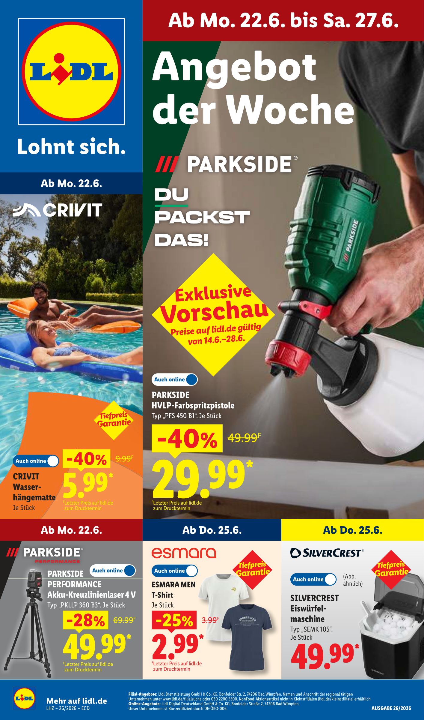 Lidl - Angebot der Woche Prospekt nächste Woche – von Montag 22.06.2026 bis Samstag 27.06.2026