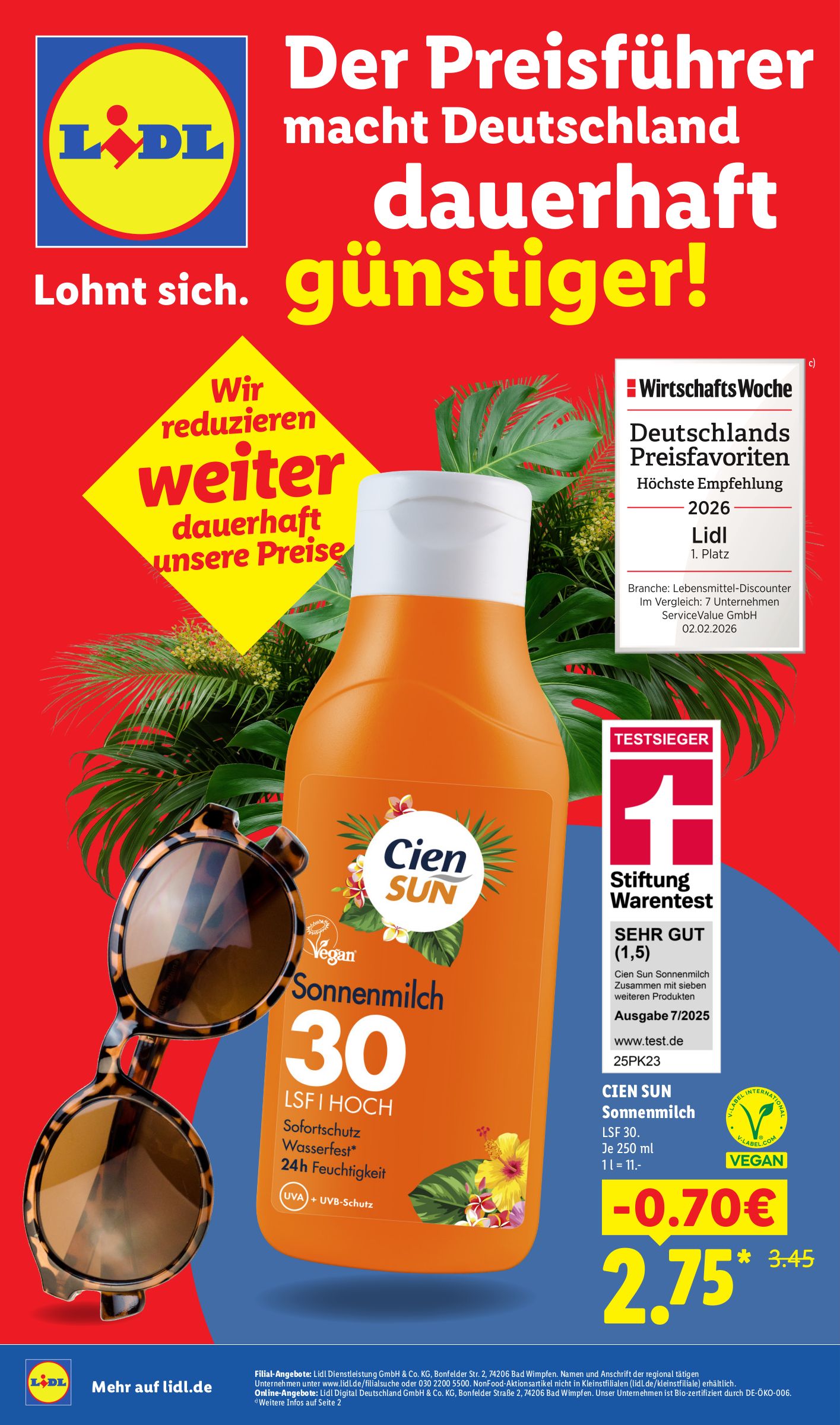 Lidl - Der Preisführer macht Deutschland Prospekt – von Mittwoch 01.07.2026 bis Montag 31.08.2026
