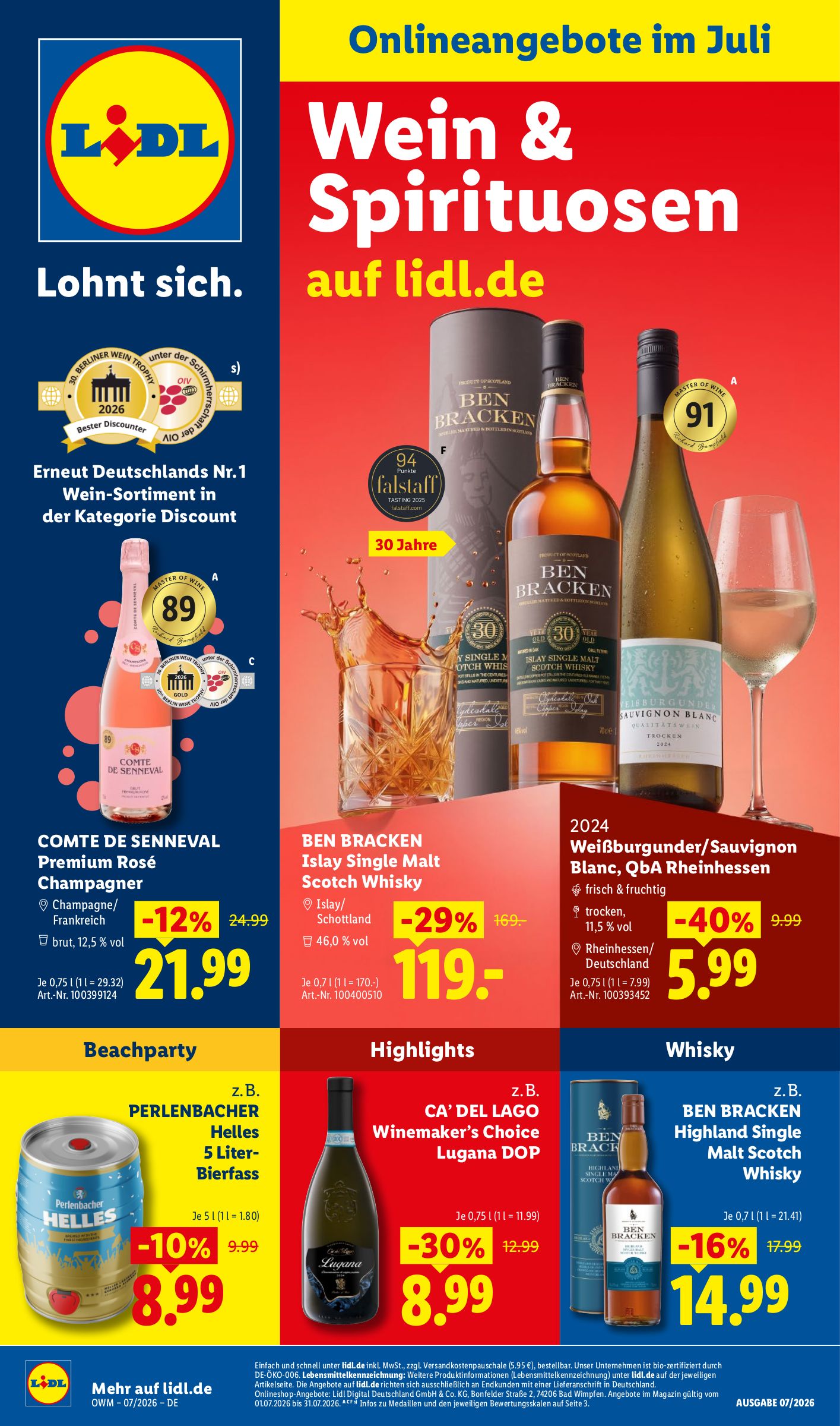 Lidl - Wein & Spirituosen Prospekt – von Mittwoch 01.07.2026 bis Freitag 31.07.2026