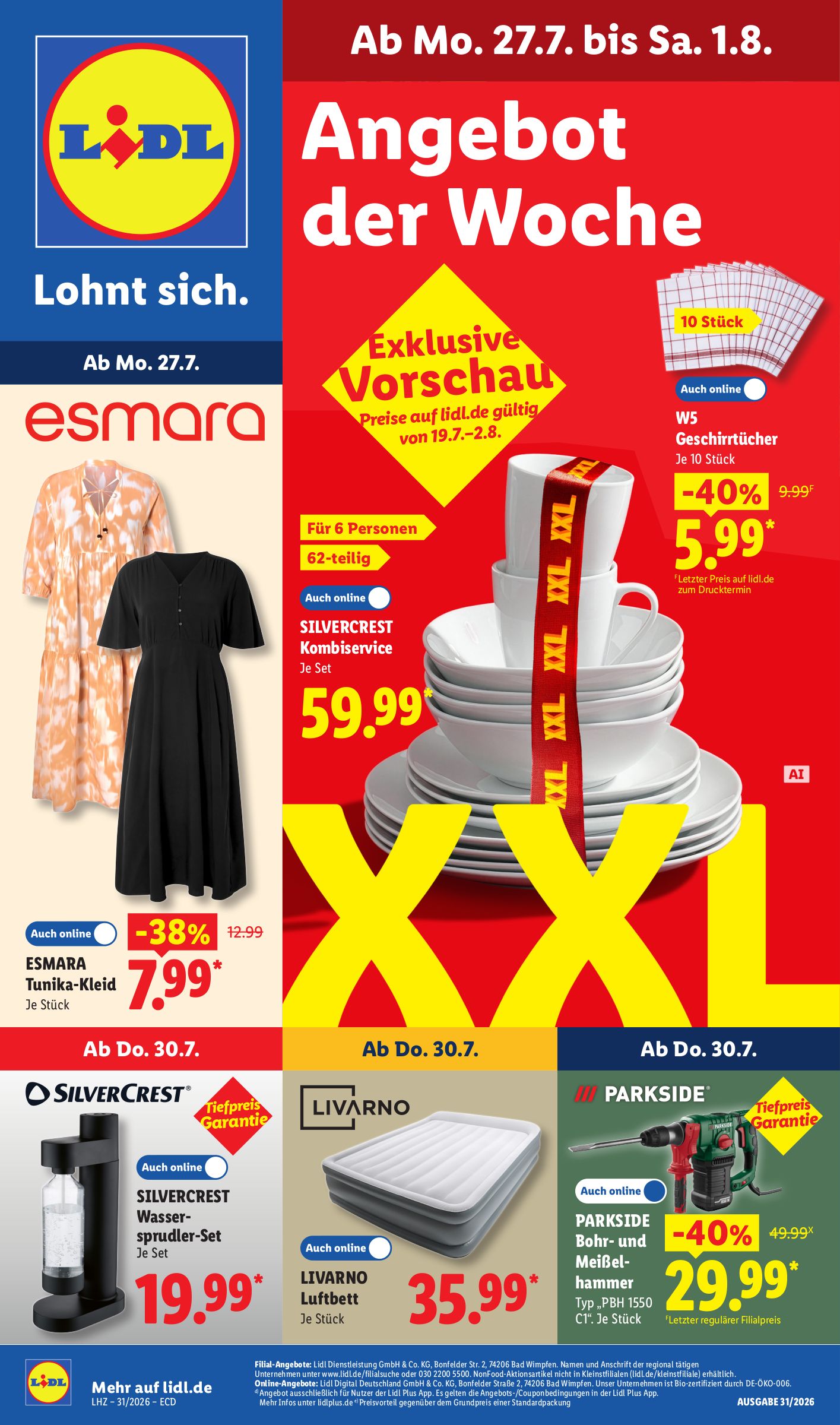 Lidl - Angebot der Woche Prospekt nächste Woche – von Montag 27.07.2026 bis Samstag 01.08.2026