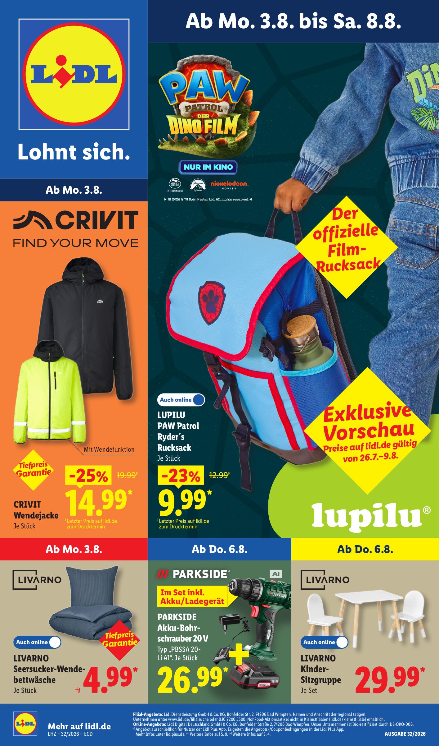 Lidl - Nonfood Prospekt nächste Woche – von Montag 03.08.2026 bis Samstag 08.08.2026